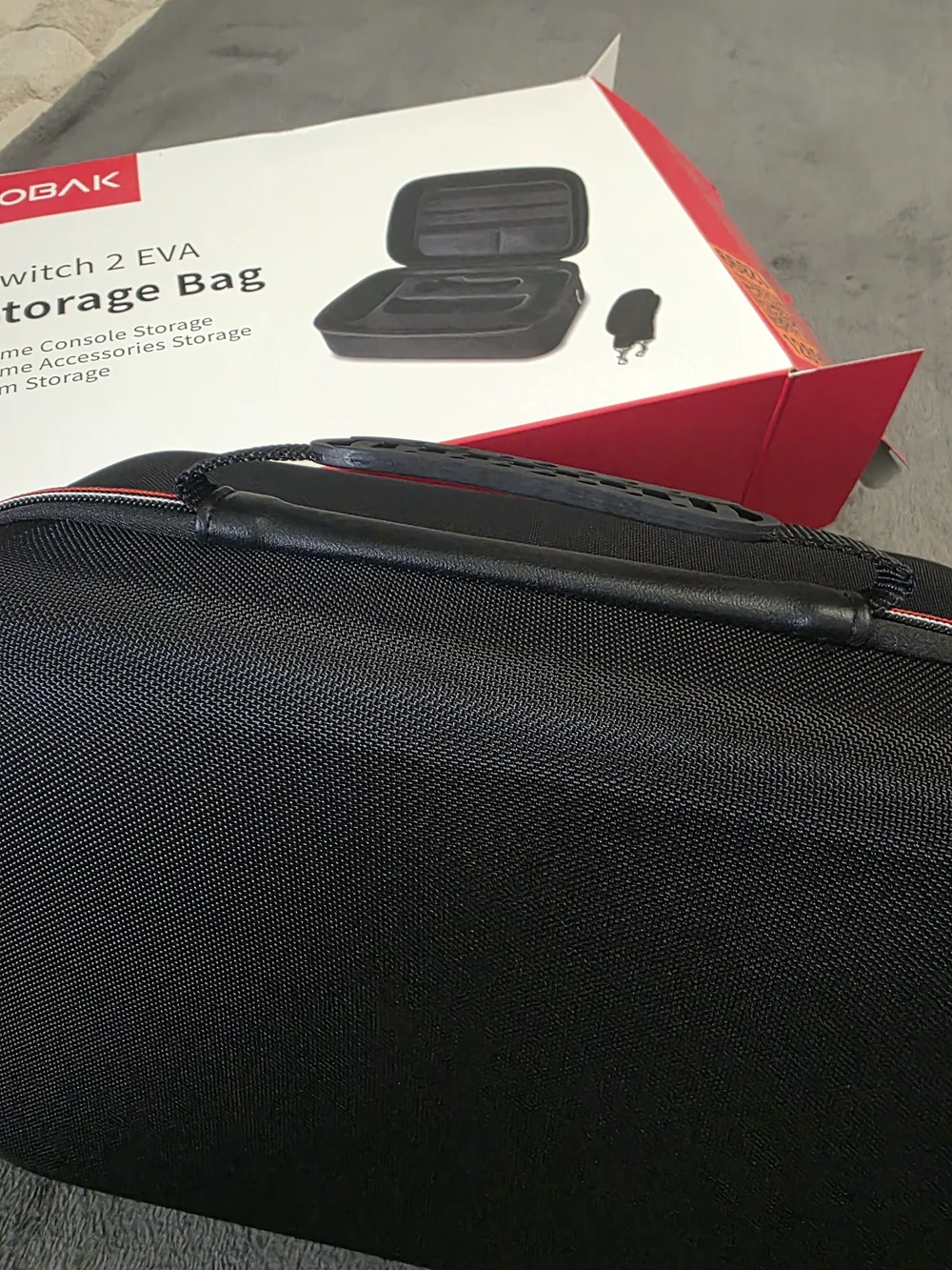 Switch 2 Travel Case with Black Exterior and Red-Trim Zipper